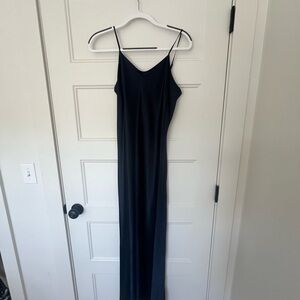 Quince Blue Slip Dress Spaghetti Strap V-Neck Cocktail